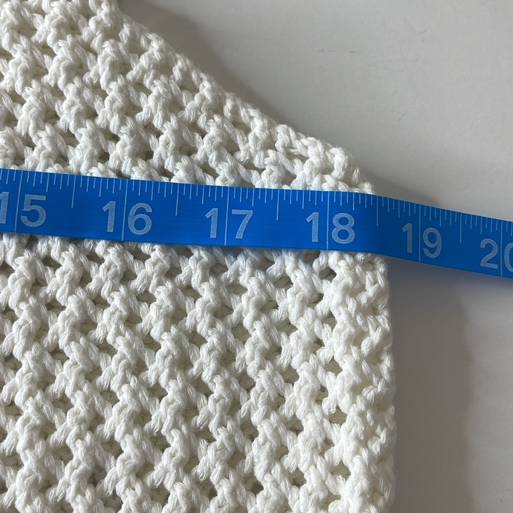 Aqua Crochet Open Weave Cropped Top White Large - Picture 10 of 12